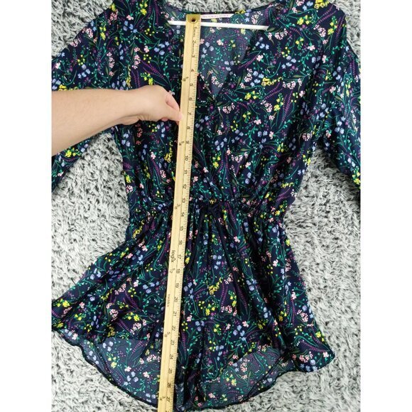 VICTORIA'S SECRET Satin Sleeper Romper SZ XS Flare Sleeve Floral Cinched Waist - Picture 6 of 12